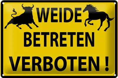 Produktbild von Blechschild Warnung Betreten der Weide verboten, 30x20 cm, Blechschilder Bauernhof Landwirt Tiere Achtung