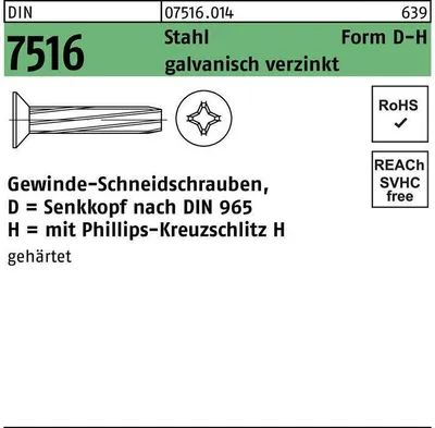 Produktbild von Reyher  Gew.-Schneidschrauben DIN 7516 St. D M 4x8 -H vz (2000 Stück)