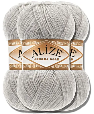 Productafbeelding van Alize 3x 100g Angora Gold garen, effen kleur, geschikt voor haken en breien (652)