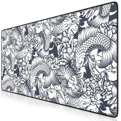 Immagine prodotto di Tappetino per mouse da gioco Titanwolf XXL, 900 x 400 x 3 mm, tappetino da scrivania, lavabile, retro antiscivolo, velocità e precisione, tatuaggio koi