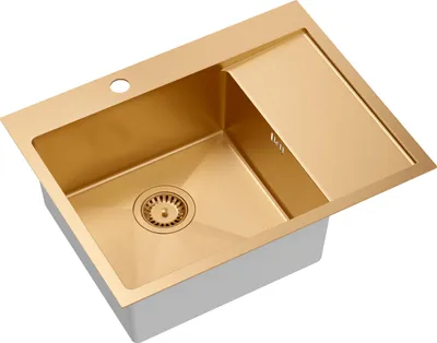 Produktbild von QUADRON Spülbecken 1-Becken Spüle | Größe: 62 x 48 x 20 cm | RUSSEL 116 | Küchenspüle Edelstahlspüle mit Siphon | Kupfer Pvd