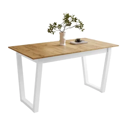Produktbild von ARTON II ausziehbarer Tisch 140 cm Craft Gold Eiche, Weißmetall V-Beine
