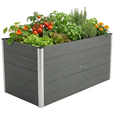 Produktbild von Floordirekt Hochbeet Delos aus WPC & Stahl, Garten Hochbeet 150x70x75 cm, extra stabil mit Aluminium-Eckprofilen & offenem Boden, wetterbeständig