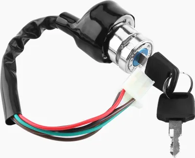 Image de Interrupteur à clé de contact, facile à installer Interrupteur de démarrage résistant à 6 fils avec 2 boutons pour moto