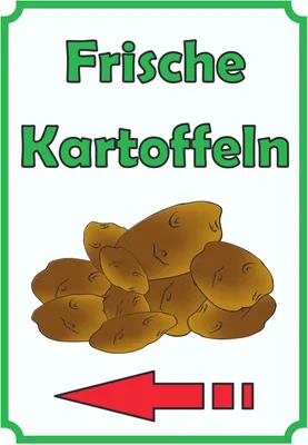 Produktbild von Verkaufsschild Schild Kartoffeln Hochkant mit Pfeil links A6 (105x148mm)