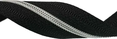 Produktbild von 1m Endlos-Reißverschluss 3mm gold/silber Spirale, schwarzes Band, 28mm, Farbwahl, Farbe:silber