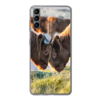 Produktbild von MuchoWow® Handyhülle Schutzhülle Hülle für Samsung Galaxy S21 Plus Schottische Highlander - Tiere - Sonne Silikon Softcase Handy Hülle - Handy-Tasche