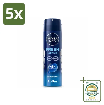 Imagen del producto de 5 unidades de desodorante en spray NIVEA MEN Fresh Active, 150 ml, pack ahorro