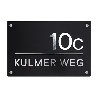 Produktbild von Personalisiert Hausnummer aus Acryl und Laminat – 19x29 cm - Hausnummerschild – Hausnummern Wetterfest Schilder (Silber)