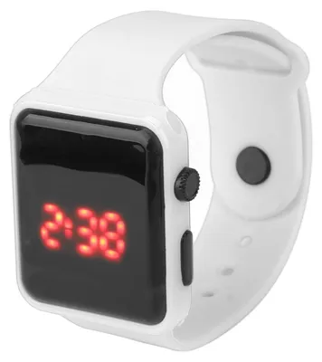 Obrázek produktu pro Sportovní hodinky, LED displej, čtvercový tvar, podsvícení, design, digitální, pro děti, pro volnočasové aktivity, bílá barva