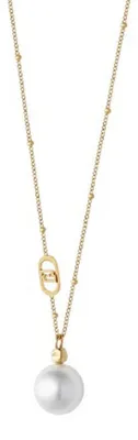 Immagine prodotto di Collana minimalista placcata in oro con perla sintetica LJ3015