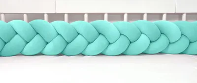 Produktbild von Bettschlange geflochten Velours 400 cm – Aqua | Bettumrandung Babybett Nestchen | Letino