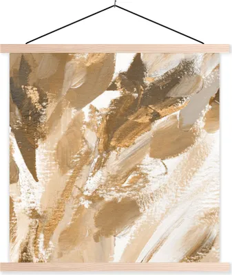 Produktbild von MuchoWow® Textilposter Farbe - Gold - Weiß 40x40 cm mit holzfarbenen Rahmen - Posterleiste