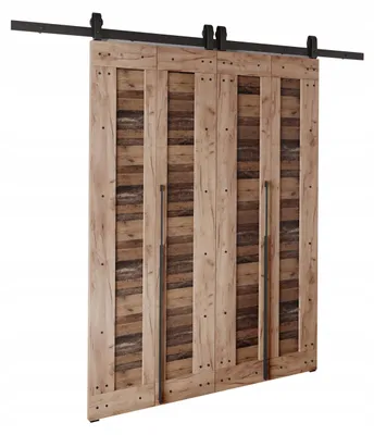Produktbild von KierMoebel Schiebetür Komplettset QUDIO DUO M2 Braun Craft + oldstyle 132x205x3,2 cm Wohnzimmer Schiebetür