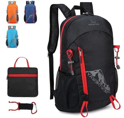 Obrázek produktu pro Batoh Wandelrugzak o objemu 20 litrů, lehký, skládací, voděodolný, ultralehký, vhodný pro outdoorové aktivity, kempování a pikniky, černý