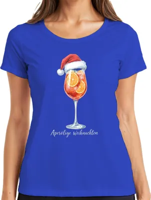 Produktbild von Aperölige Weihnachten Aperol Spritz Weihnachtsmütze Orange Party Damen T-Shirt, Blau, 3XL