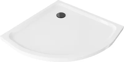 Produktbild von Mexen Flat Duschwanne halbkreisförmig slim 100 x 100 cm, weiß, Siphon schwarz - 41101010B