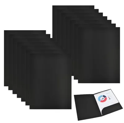 Productafbeelding van Presentatiemappen A4, karton, zwart, 15 stuks. Gemaakt van kraftpapier, 300 g/m², met een vak voor een identificatiekaart