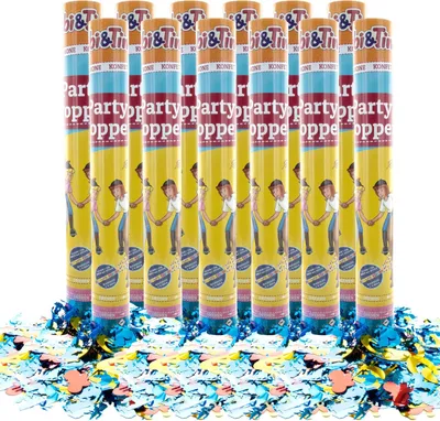 Produktbild von Party Factory Bibi & Tina Party Popper 12er Set, 40 cm Konfettikanone mit bunt schimmerndem Konfetti