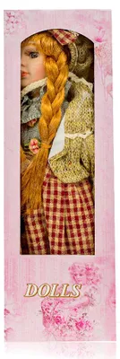 Produktbild von Romantische Porzellanpuppe 30 cm im klassischen Stil mit Kleid und Präsentationsständer