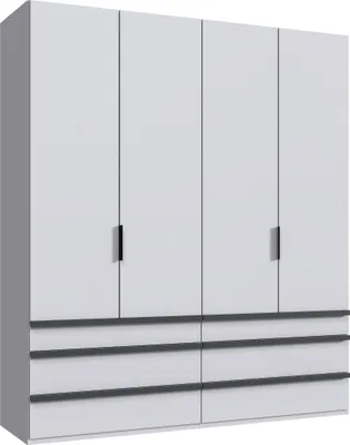 Produktbild von Falttürenschrank >OXFORD< in WEISS mit Schubladen - 200x236x58cm (BxHxT)