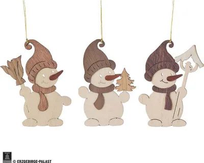 Produktbild von Christbaumschmuck Schneemann (6er-Set - 7cm) von Drechslerei Kuhnert