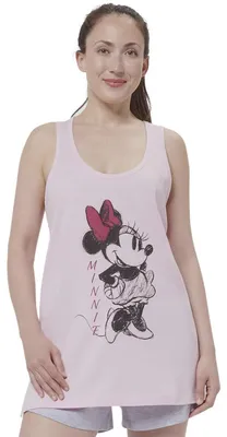 Obrázok produktu pre Dámsky pyžamový set Disney Minnie Mouse bez rukávov s nohavicami ružová/sivá L