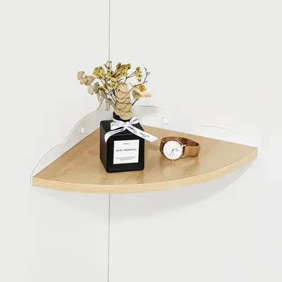 Image de Étagère d'angle, étagère murale, étagère d'angle en bois, étagère suspendue, étagère de cuisine, étagère en bois pour la salle de bains, le salon, la cuisine