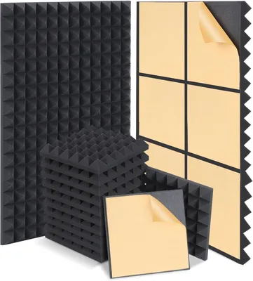 Produktbild von Akustikplatten, 24 Stück Pyramide Akustikpaneele Selbstklebend, Hohe Dichte Schalldämmung Akustikpaneele für Musikstudios, Büros, Heimkinos