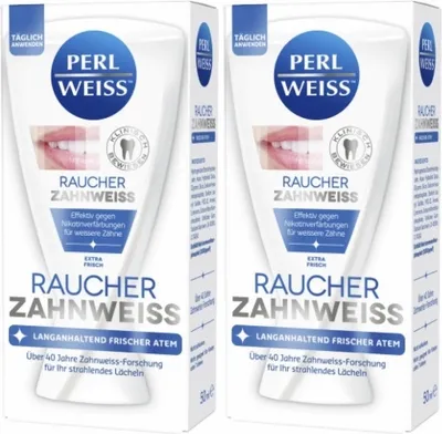 Produktbild von Perl Weiss Raucher Zahnweiss Zahnpasta gegen Nikotinverfärbungen 2x 50ml
