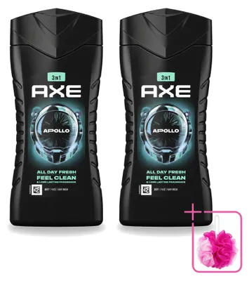 Zdjęcie produktu dla 2 opakowania żelu pod prysznic Axe 3-w-1 Apollo, zawierające szałwię i cedr, po 250 ml - zestaw ekonomiczny, 2 sztuki