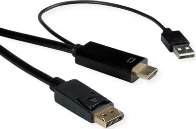 Produktbild von ROLINE HDMI-Kabel UltraHDTV - DisplayPort, ST/ST, schwarz, 3 m