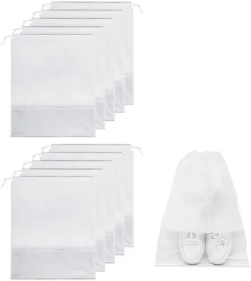Produktbild von Ibenzoa® 10er Set Reiseschuhbeutel 32 x 44 cm, wasserdicht mit transparentem Sichtfenster, Splitmaterial aus Vliesstoff (PVC) – Schuhhüllen für Reise & Aufbewahrung