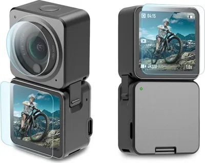 Produktbild von Set für DJI Action 2 Panzerfolie Schutzglas 3-in-1 Objektiv Vorder- Rückseite