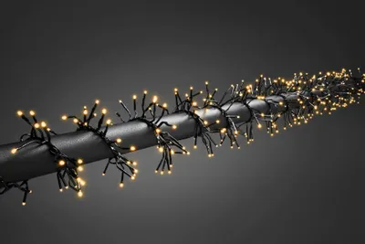 Produktbild von Micro LED Büschellichterkette Cluster, mit 8 Funktionen, Steuergerät und Memoryfunktion, 2016 bernsteinfarbene Dioden, 36V Außentrafo, schwarzes Kabel