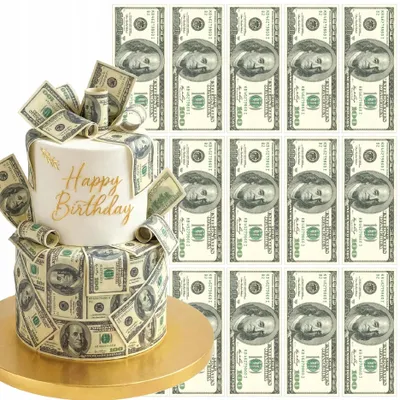 Zdjęcie produktu dla Banknoty Dolary Usd Waflowe Ozdoba Na Tort Pieniądze Kasa Usa Dekoracja