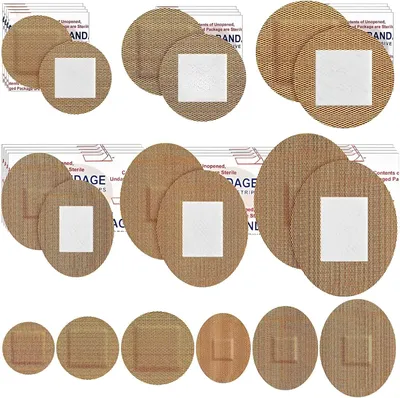 Image de Pansements ronds et ovales, élastiques, 90 pièces, hypoallergéniques, adaptés pour le visage et les mains