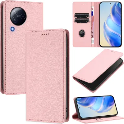 Produktbild von Litchi Leder Handyhülle für Xiaomi Civi 3 Wallet Kartenfächer Standfunktion Hülle Pink