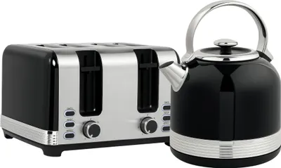 Produktbild von Wasserkocher- und Toaster-Set, 7 Bräunungsstufen, 1,7 L, Kunststoff, Edelstahl, Schwarz