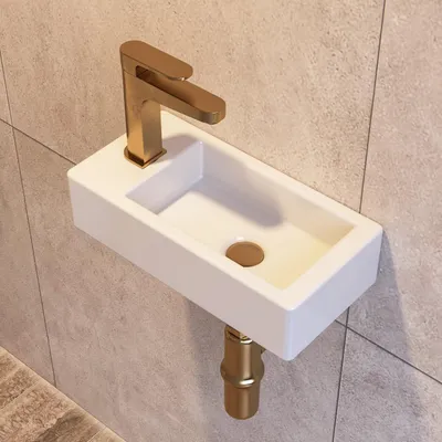 Immagine prodotto di Lavabo da parete, di dimensioni ridotte, in Vetroceramica bianca