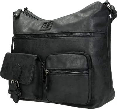 Produktbild von Christian Wippermann XL große Damen Shopper Tasche Schultertasche Umhängetasche Crossover Bag Leder Optik Handtasche Schwarz