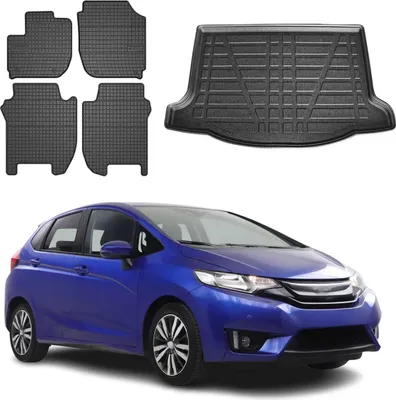 Produktbild von Fußmatten & Kofferraumwanne Set für Honda Jazz 2015-2020 Gummi TPE Schwarz 5x