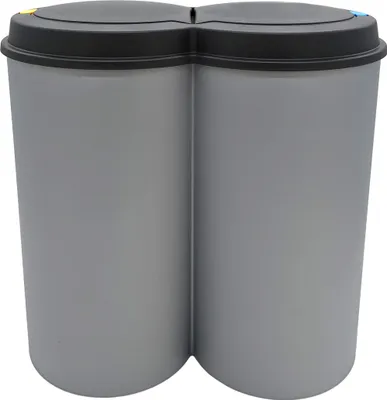 Produktbild von Odpadkový koš 2x25 litrů Duo Bin - barva: šedá s černým víkem