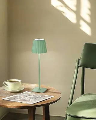 Zdjęcie produktu dla Lampa LED stołowa bezprzewodowa dotykowa IP44 zielona USB-C 2 szt