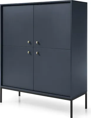 Obrázek produktu pro BETTSO Vysoká komoda Komoda na černých kovových nožkách Elegance do ložnice MOLLY Blue Tmavě modrá barva