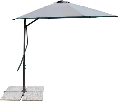 Immagine prodotto di Milani Home - ombrellone da giardino 2,5 x 2,5 m palo laterale decentrato in acciaio, telo grigio in poliestere, per terrazzo piscina bar ristorante