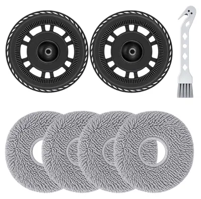 Productafbeelding van Dweilpads - 4 stuks met 2 reservehouders - Accessoires voor robotstofzuigers - Grijs/Wit