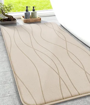 Image de Tapis de bain, tapis de bain en mousse à mémoire de forme, antidérapant, lavable, doux, tapis de bain/douche absorbant pour la salle de bains, beige, 50 x 80 cm