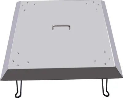 Image de Pare-feu - Pare-vent - Acier inoxydable - Dirige la chaleur vers le bas et vers l'extérieur - Poignée de transport - 63,5 × 63,5 × 30,5 cm - Gris clair