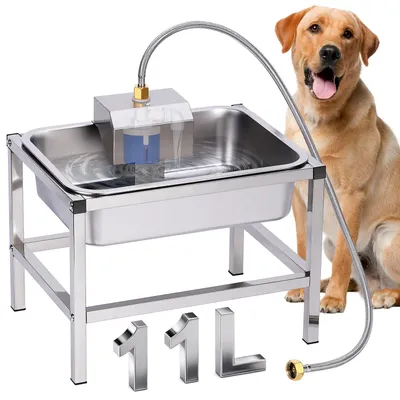 Hundetrinkbrunnen 11L, erhöht, Edelstahl, mit Schwimmerventil